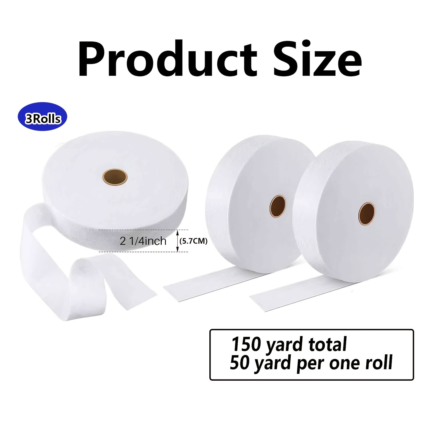 TEMU Rolls 3 Rolls For Craft Enthusiasts, Length 105 Yards, 150 Yards, For Quilting, Carpet, Weaving Mats, Sewing Width (2 1/4 Inches, White) . 5.7cm