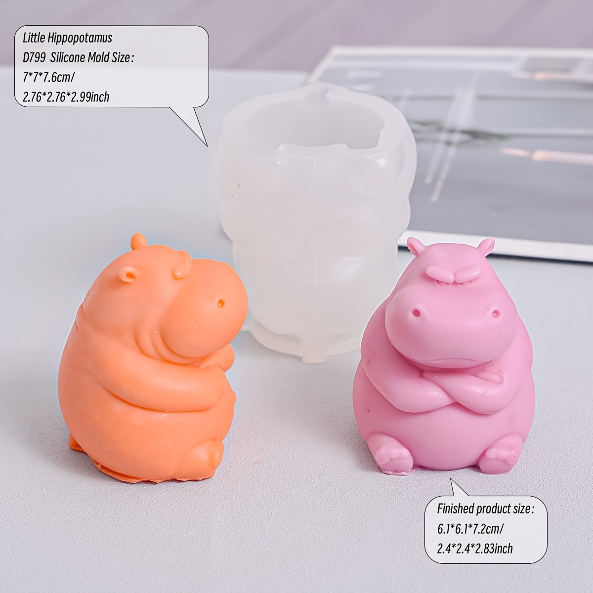 Image of Angry Hippo, Little Dinosaur 3d Silicone Mold, - Frowning Hippo/ Frowning Candle Mold, Plaster Mold Diy, Resin Liquid Mold, For Handmade Resin Molds, Wax Crafting, Plaster Painting, Diy Home Decor