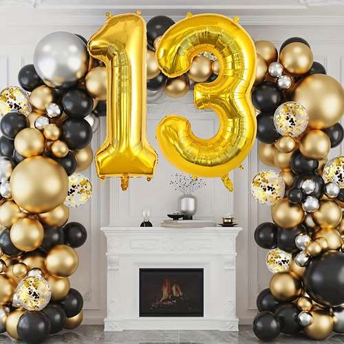 32 Inch Foil Number Balloons For Happy Birthday Party Decor (Colors: Gold, Silver, Black, Blue, Rose Gold)
