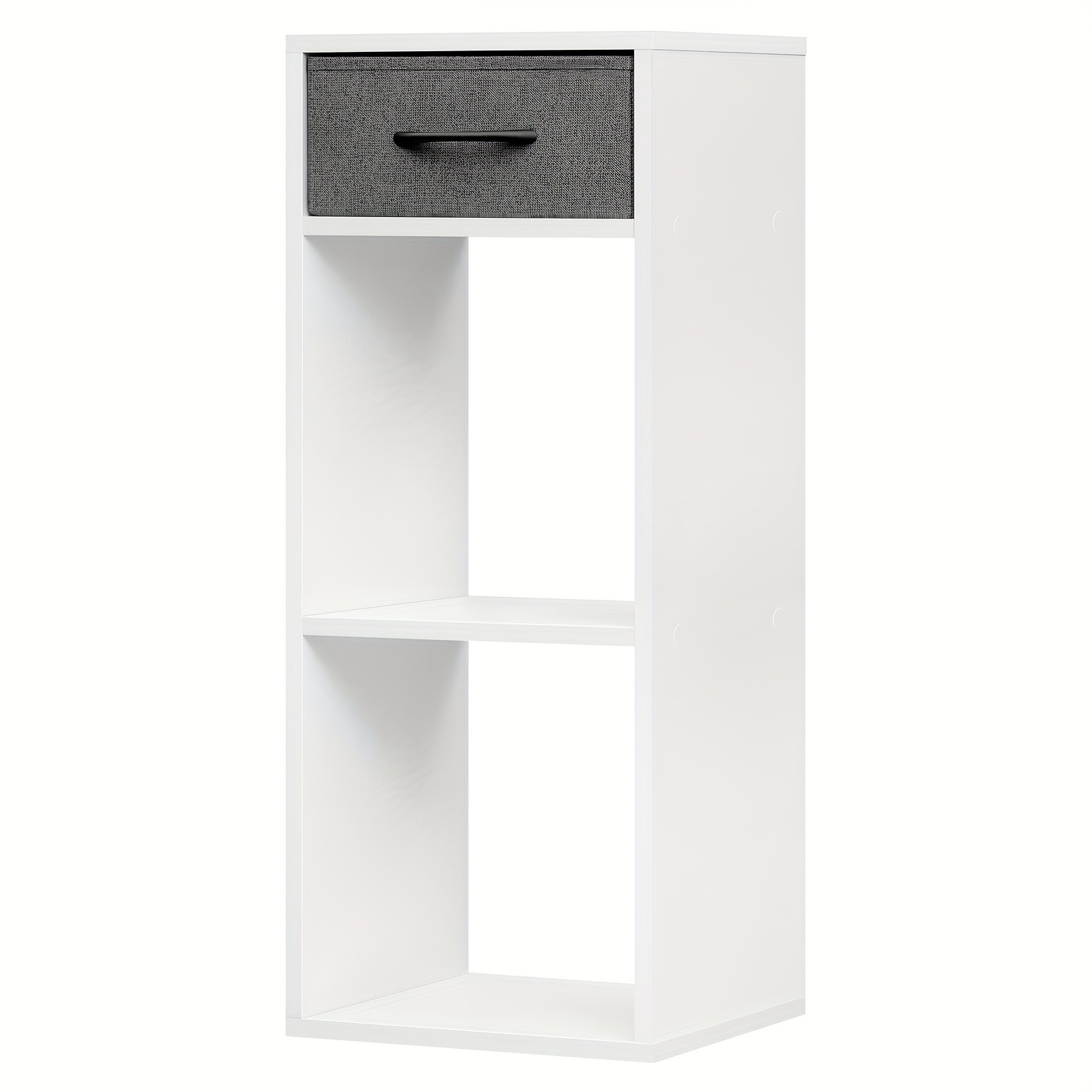 A Bookshelf Featuring 1 Fabric Drawer And 2 Storage Sections, With 3 Separate Shelves, A Compact Storage Unit, An Open Layout, Ideal For A Living Room Or Study, Measurements: 32.4 X 80 X 30 Cm, In