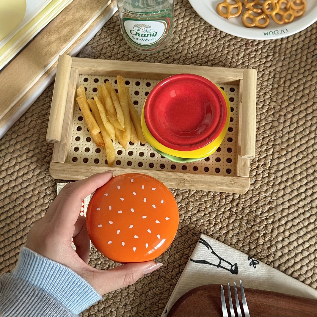 6 layer stackable hamburger shaped mini plates colorful plastic durable plates for family dinners parties picnics space saving design easy table decor snack serving trays party serving dishes tableware material Product details 9