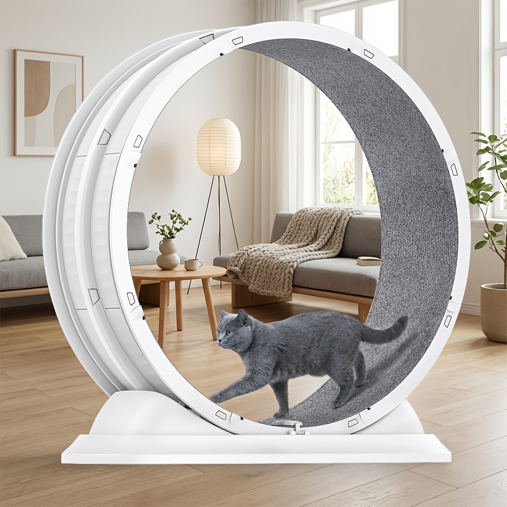 TEMU Exercise Wheel, Indoor Cat Running Treadmill Toy With Removable Carpet Mat, Large Pet Fitness Wheel For Kitty Exercise & Scratching, Black,