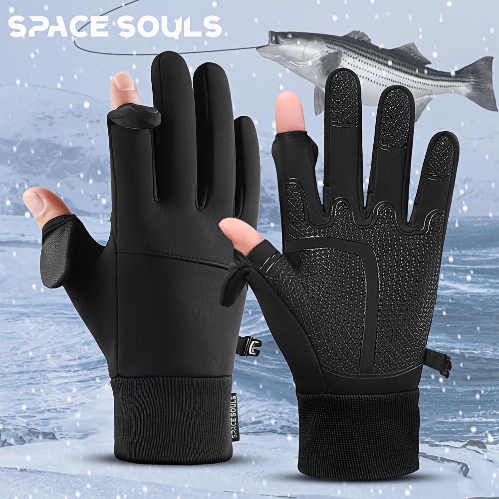 

Space Winter Touchscreen Gloves - Windproof, Waterproof, Anti-slip, Fingerless Design For Outdoor Sports, Running, Cycling, Skiing & Fishing,, Black, Winter Accessories