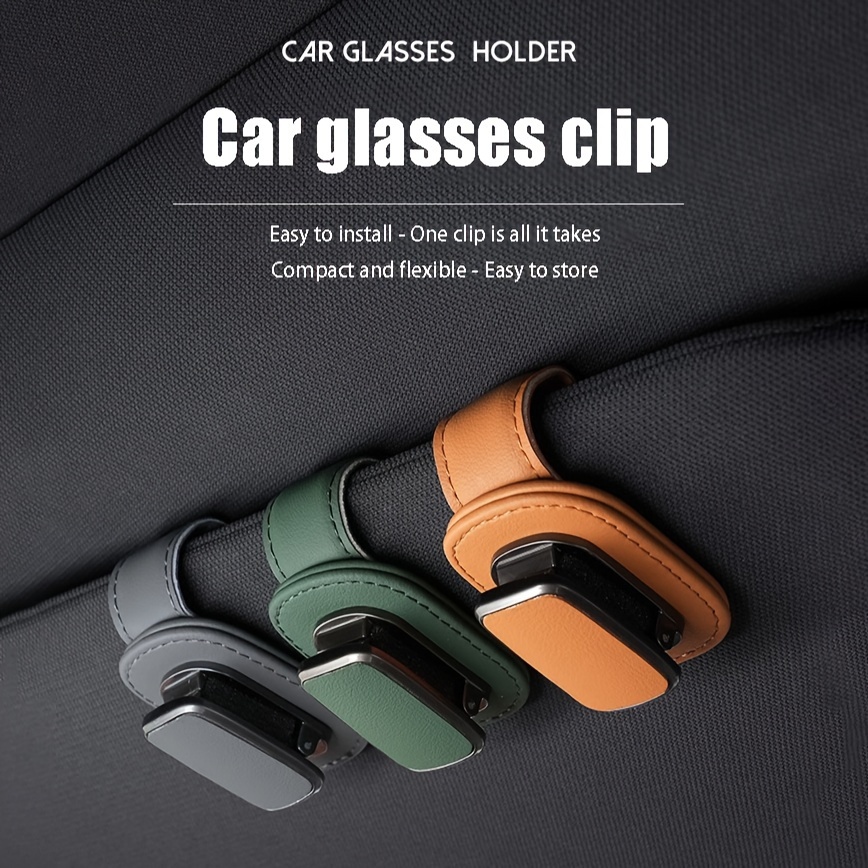 

1pc, High-quality Leather Car Sun Visor Clip, Sturdy Glasses Holder For Auto Interior, Universal Fit, Sunshade Accessory For Dashboard And Console Storage