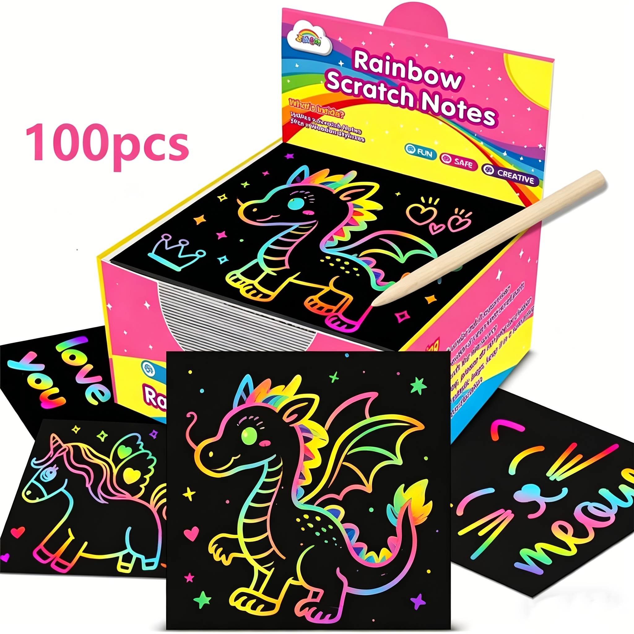 100pcs Scratch Paper Art Set for Kids