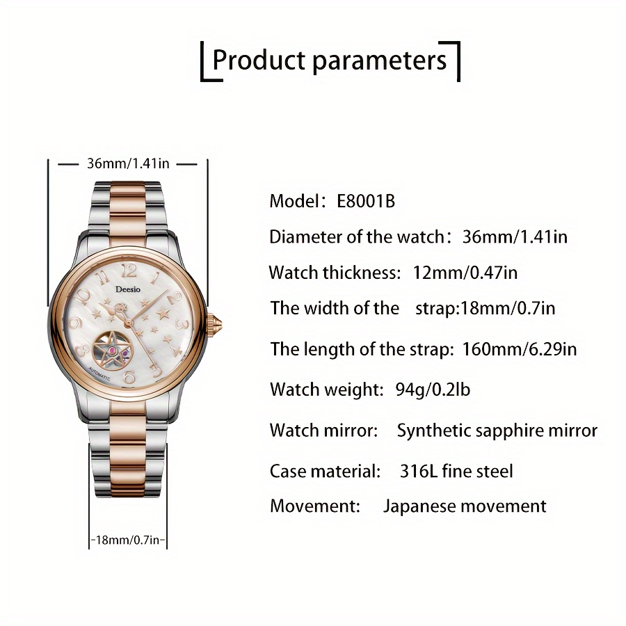 Ms. Deesio's Trendy Star Automatic Mechanical Watch Set