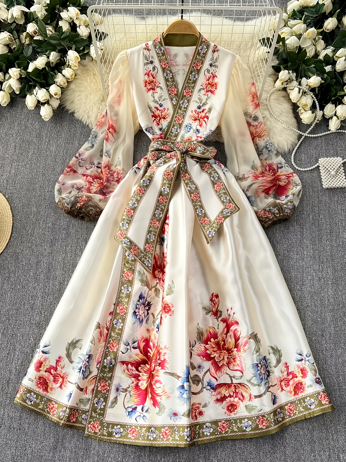floral dress white sold on Temu United States