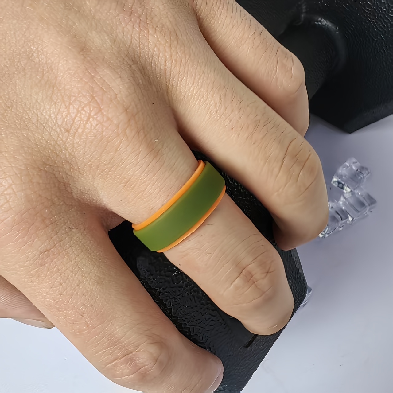 8mm Wide Flat Men's Silicone Ring for Sports