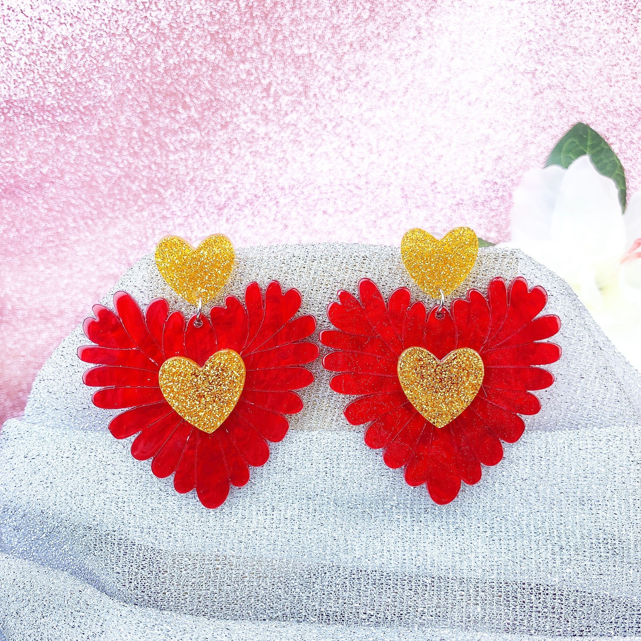 VEINTI+1 Acrylic Heart Earrings - Transparent Candy Color Charm Studs - View #6