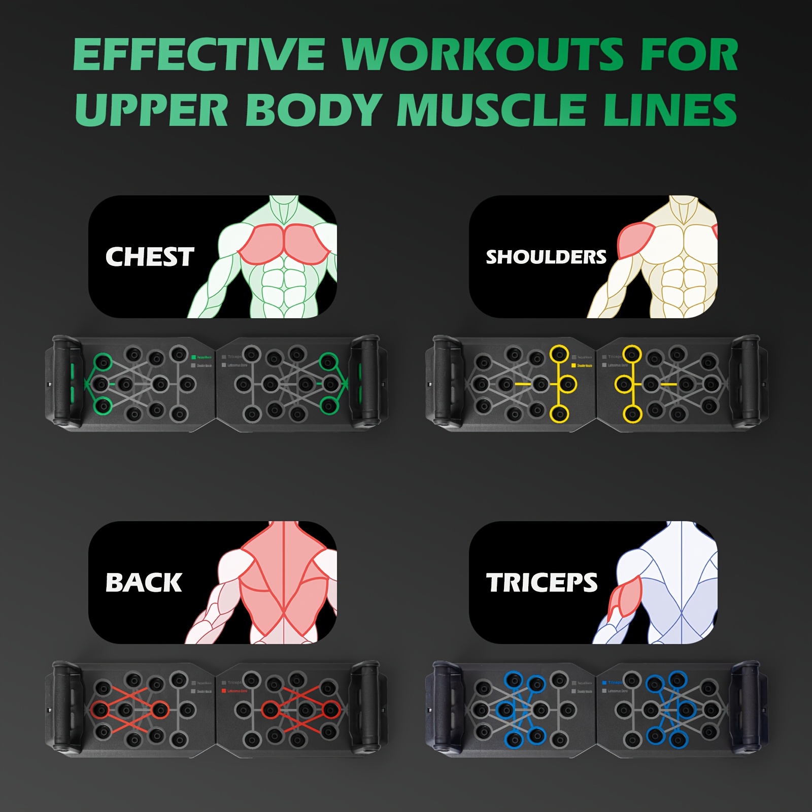 4 in 1 non slip push up board portable   full body sculpting equipment universal for men and women   brand polypropylene fabric black with colorful handles   training   gear durable exercise mat push up board 1