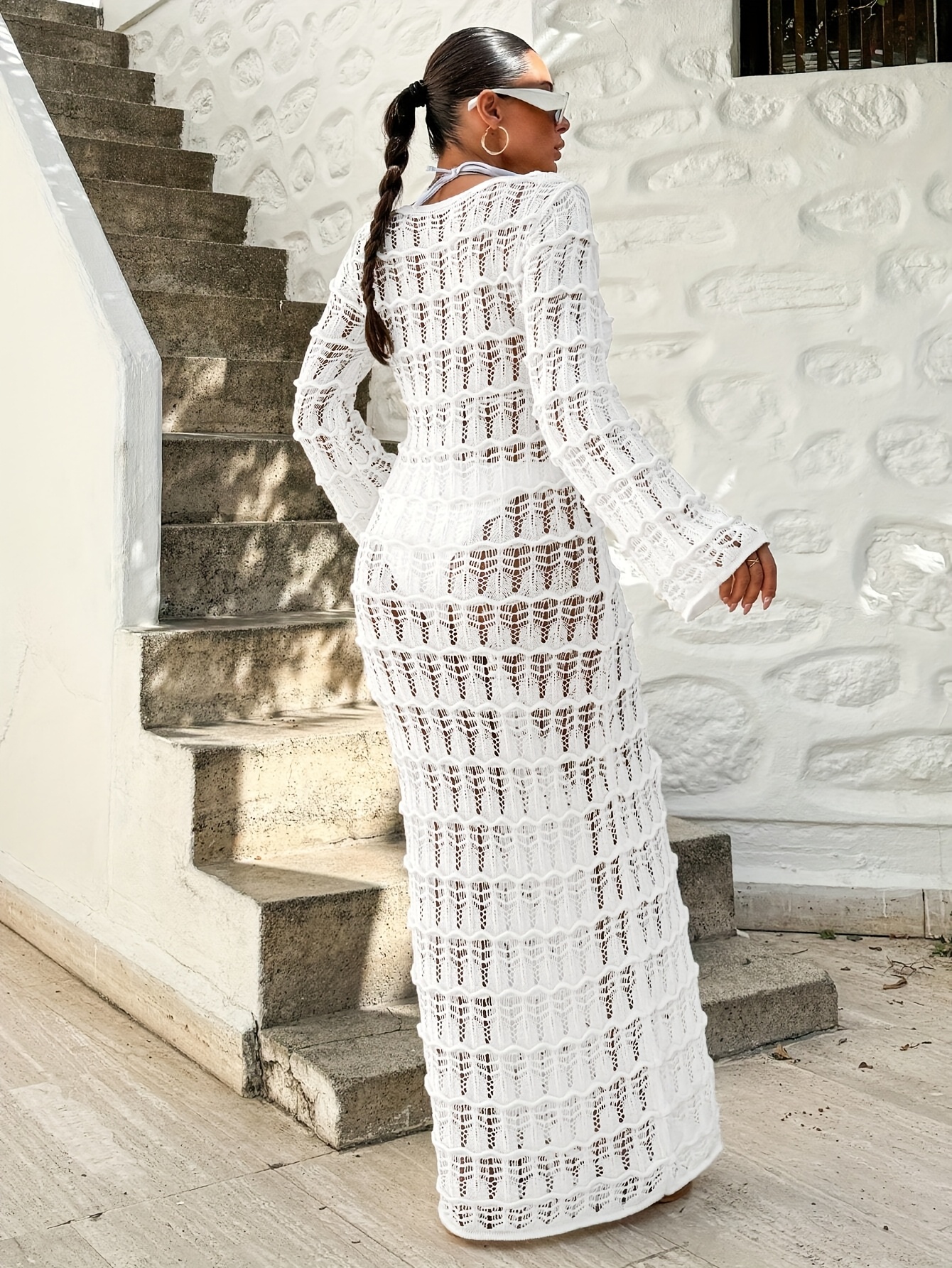 womens elegant semi sheer beach maxi dress lightweight - Temu Brazil