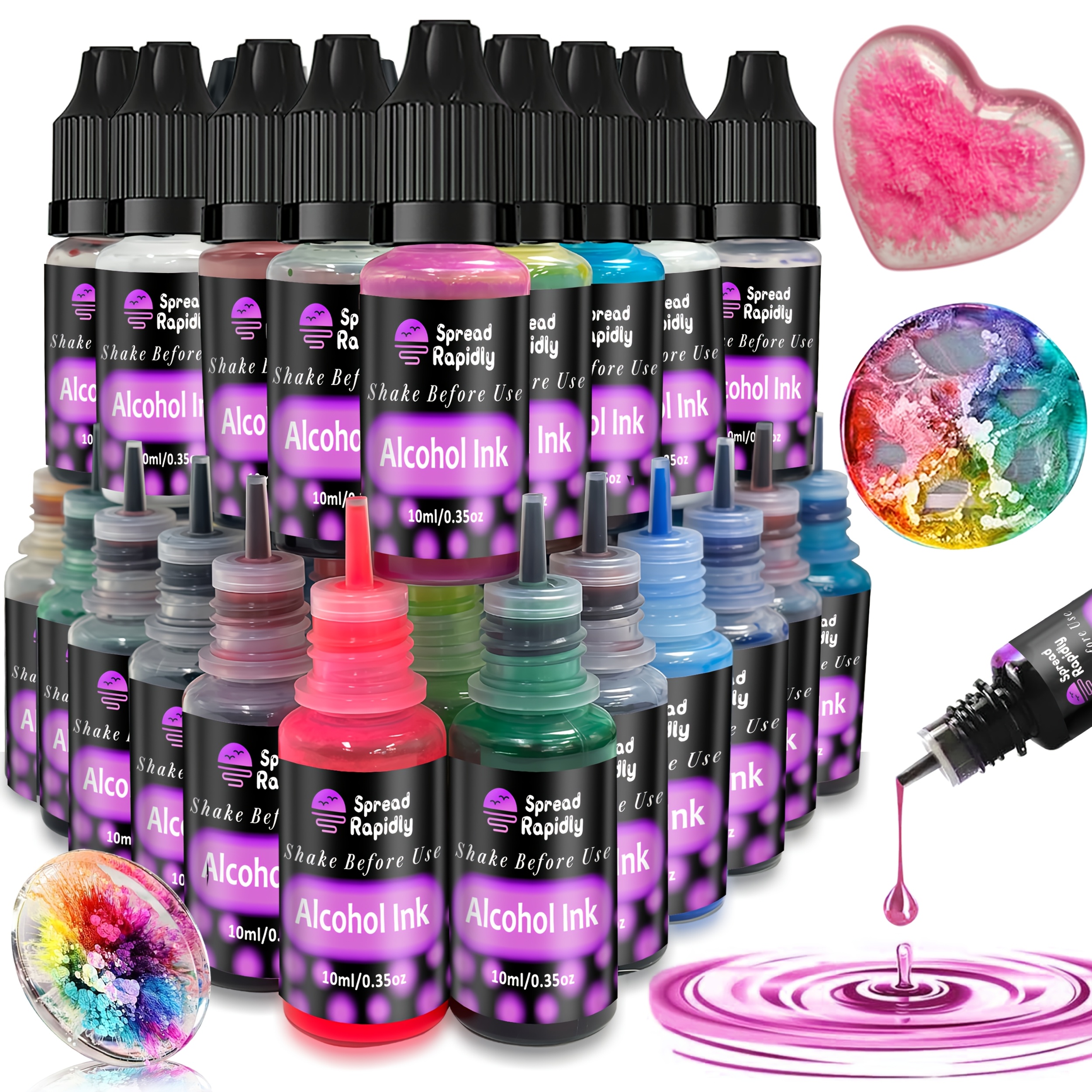 tinta a álcool para resina epóxi, conjunto de tinta a álcool concentrada, 26 cores vibrantes de tinta para resina à base de álcool, corante de tinta a álcool para   resina,   térmicos, pintura    , vidro, metal e mais (  0. )