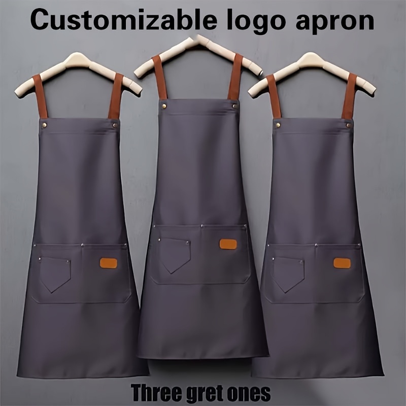 TEMU 3pcs Custom Logo Embroidered Aprons -perfect For Catering & Kitchen Use - Ideal Holiday Gift, Waiter Uniform, Print