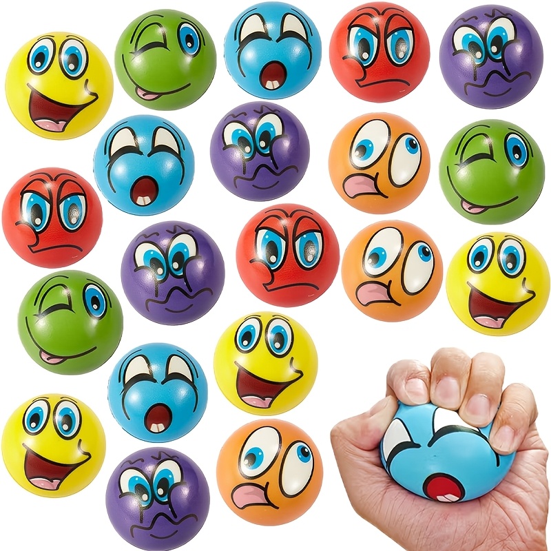10 stk./12 stk./24 stk. mini-quetschbälle | lustige gesichtsausdrücke, schaumstoff-quetschspielzeug für handgelenk- & fingerübungen, weihnachts-, valentinstags-,  -, neujahrs-feiertagsgeschenke, ideal für klassenzimmer, büros, schülergeschenke, gastgeschenke geschenktütenfüller, mehrere farben: