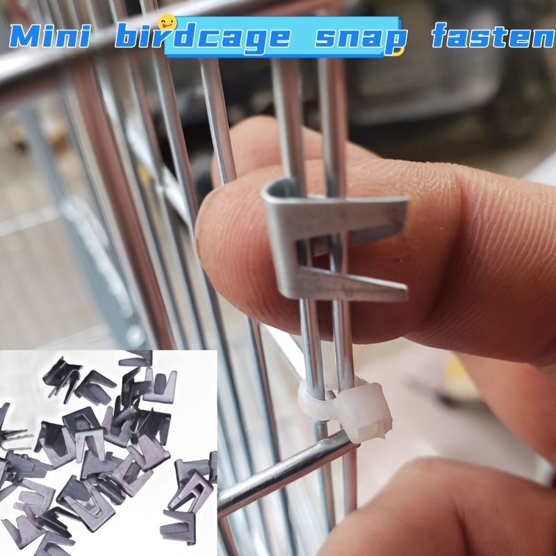 

50pcs Mini Birdcage Snap Fasteners, Iron Alloy Mesh & Installation Accessories, Bundle Buckles For Bird Cages, Bird Cage Accessories