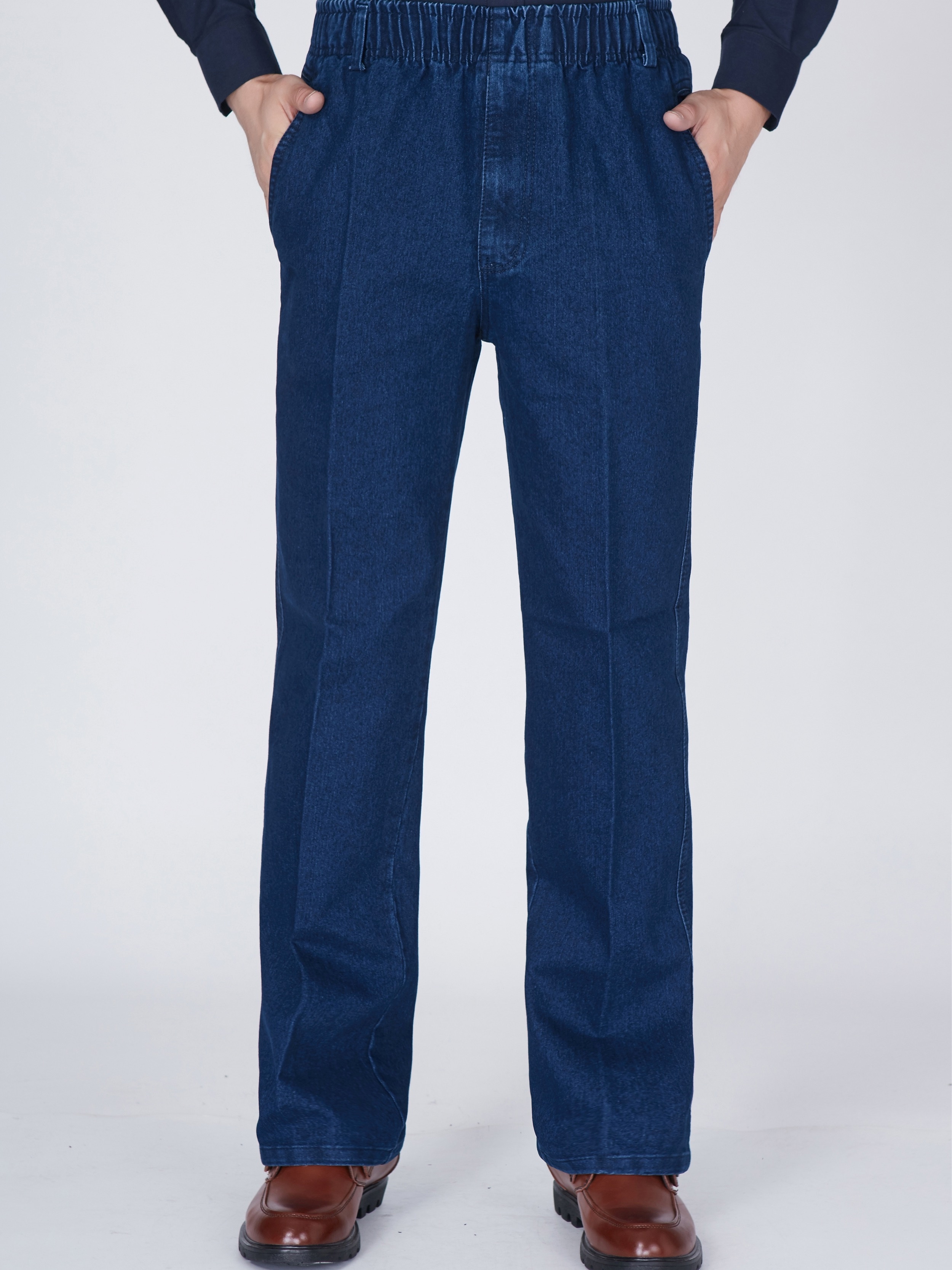 men's high waist loose fit jeans elastic waistband multi Temu