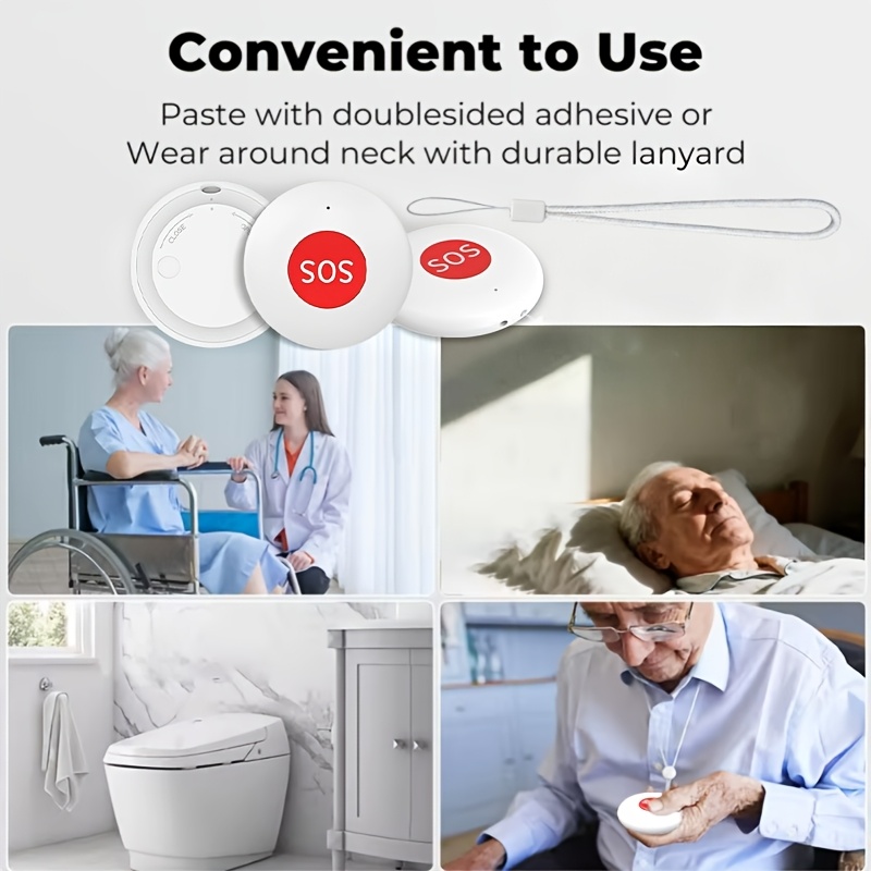 3-Pack Tuya Intelligente Draadloze Noodknop SOS Medisch Alarm Systeem One Click Alarm Pager, Draagbaar Koord Ontwerp, Geen Belasting voor Ouderen om te Dragen, en de Volledige Geschiedenis van Bellen voor Hulp Kan Worden Gecontroleerd, Werkt op Batterijen