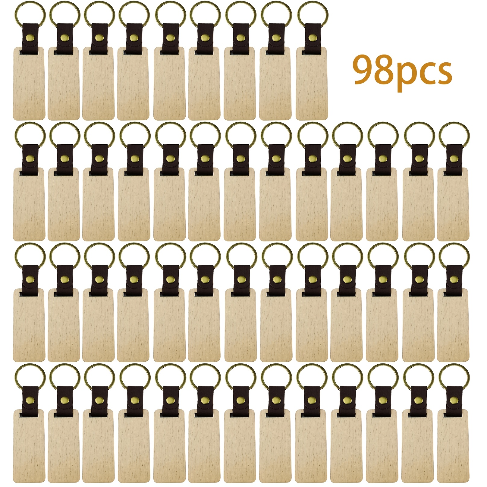 Image of Dofiki /98pcs Blank Wood Keychains For Key Decorations, Painting, Key Pendants, Holiday Gifts