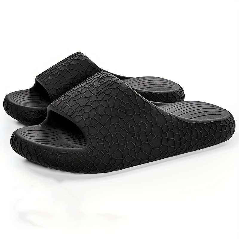 

Men's Solid Color Open Toe Breathable Anti Odor Eva Slippers, Comfy Non Slip Casual Durable Soft Sole Slides, Men's Indoor Footwear