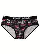 4-teiliger damen-schlafwäscheset - gothic skull & floral-druck, atmungsaktive high-waist-slip mit love-band, bequeme und sexy unterwäsche für den , high-waist-slip
