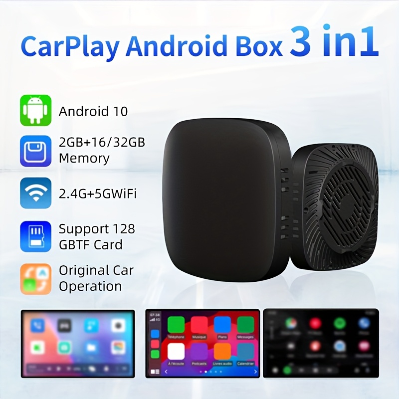 TEMU 3 In 1 Wireless Adapter For Carplay And Auto, Smart Tv Box With Wifi For Audi, For Toyota, For Mazda, For Nissan, And For, Without Battery