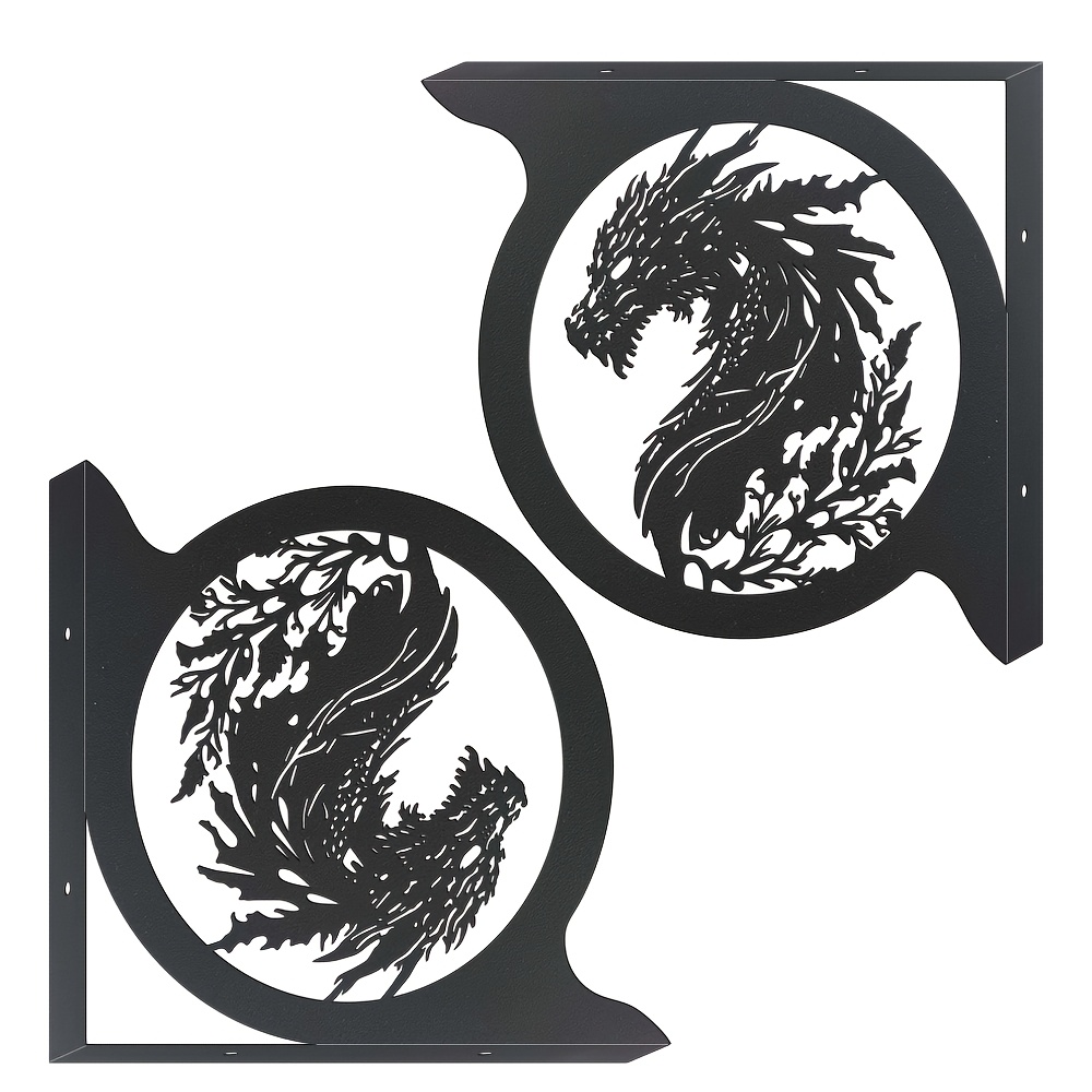 TEMU 2pcs Dragon Metal Shelf With L-shaped Metal Bracket, Saving Space, Requires Wall Mounting (drilling Required), Suitable For Decorative And