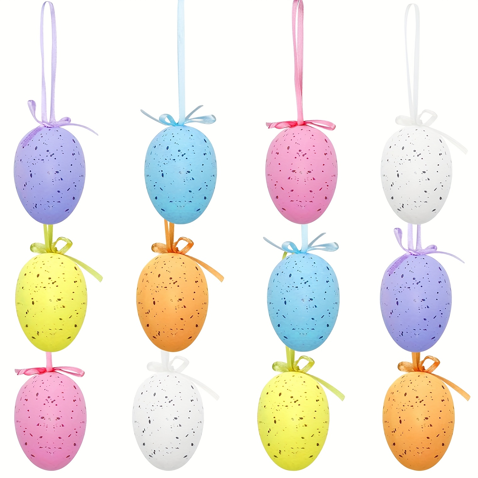 

12pcs Easter Egg Hanging Ornaments, Plastic Decorative Eggs, No Feathers, Non-electric, For Easter Basket, Tree, Party Favors, Home Decor