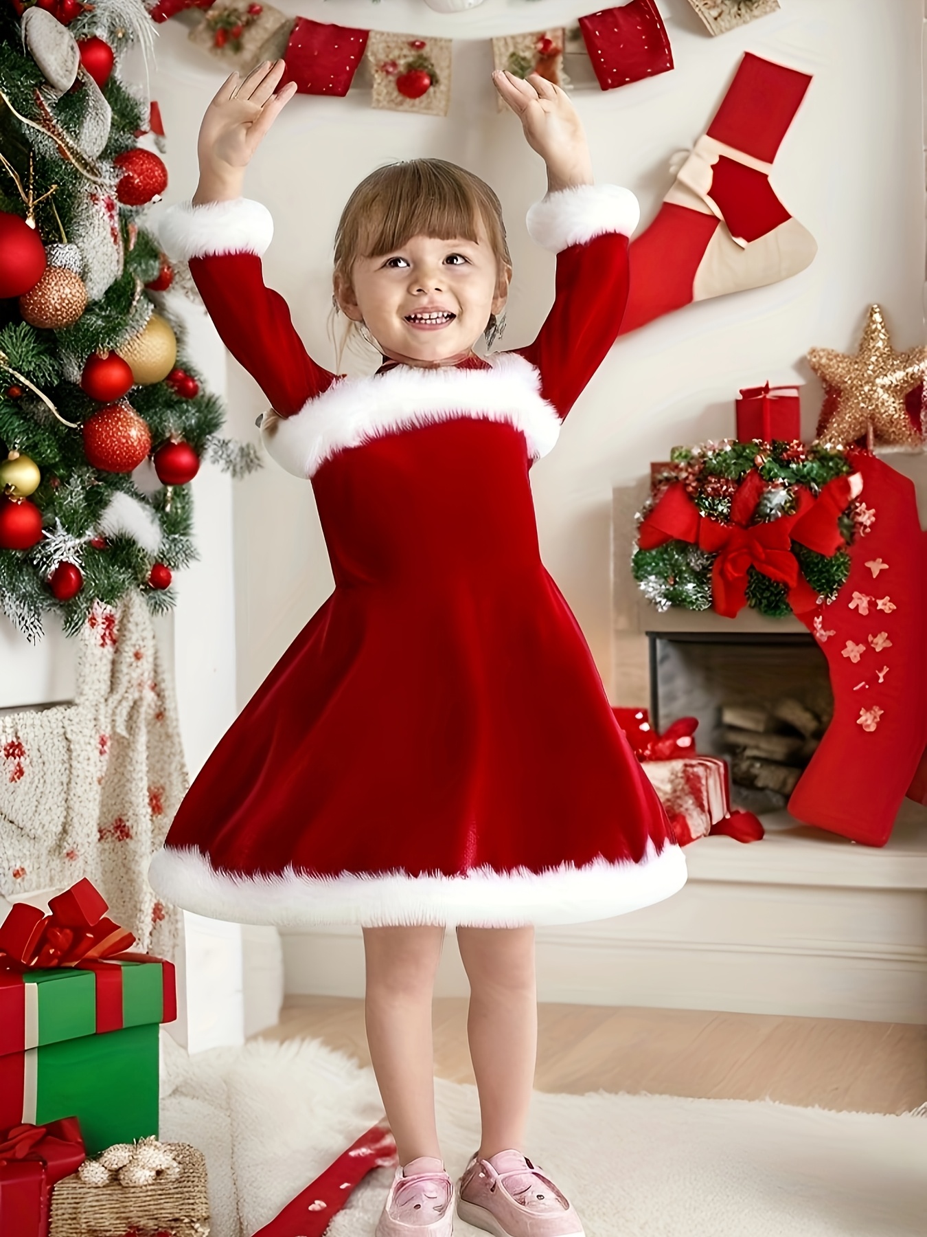 2 6y girls christmas dress outfit red velvet Temu South Africa