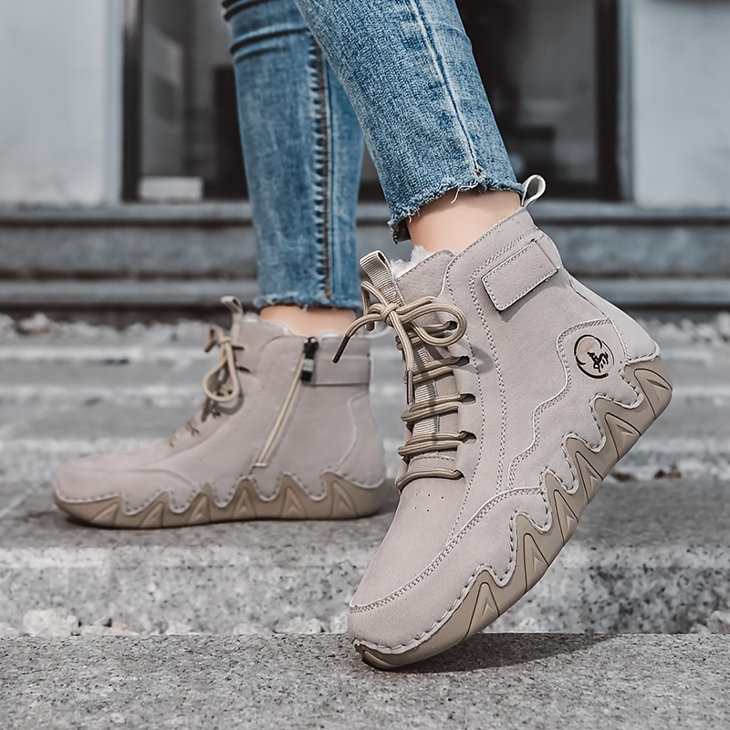 botines casuales mujer botas plataforma microfibra tacón Temu