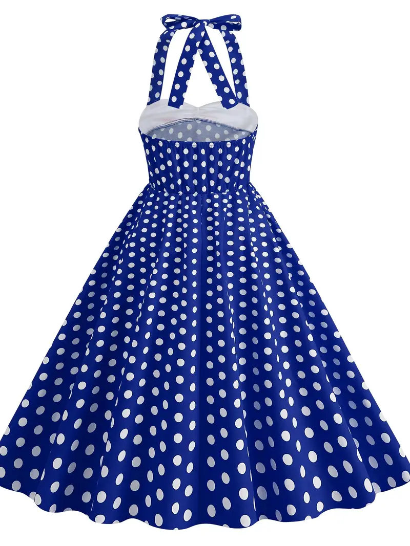 womens vintage inspired polka dot halter neck dress 50s - Temu Portugal womens vintage inspired polka dot halter neck dress 50s - Temu Portugal