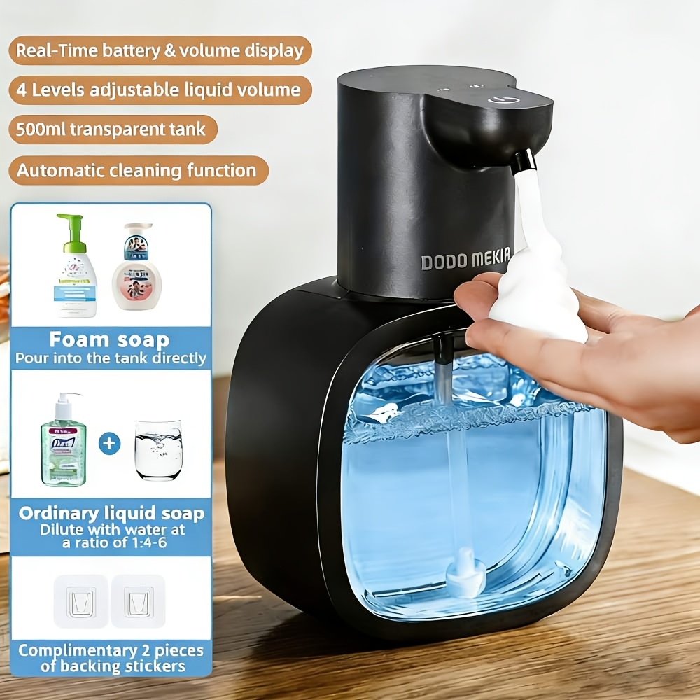 TEMU Dodo 1pc Smart Automatic Sensor Soap Dispenser, Rechargeable Foam Hand Wash Machine, Infrared Sensing Technology, 500mah Lithium Battery,