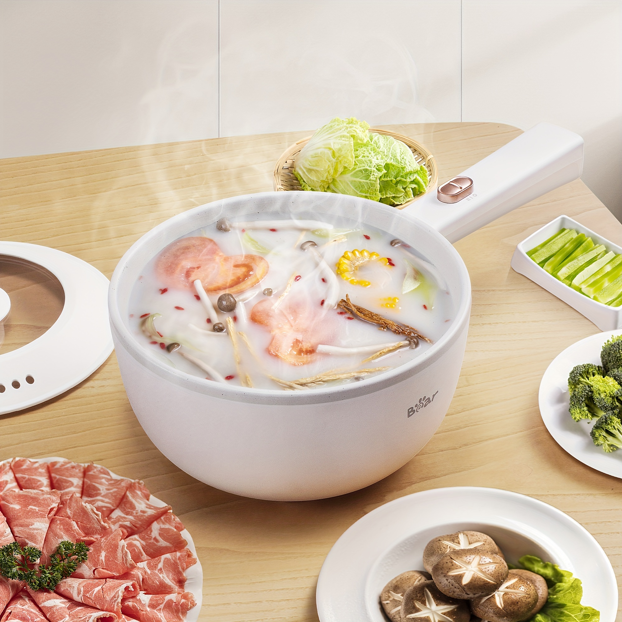 

Pot, 2l Multifunctional Portable Pot For Cooking, 1000w Electric Pot, For Steak, Egg, Ramen, Oatmeal With Adjustment