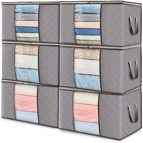 6pcs extra large storage bags with zippers home organizer for blankets clothes and seasonal wardrobe packing quilts sweaters and travel outfits under bed storage