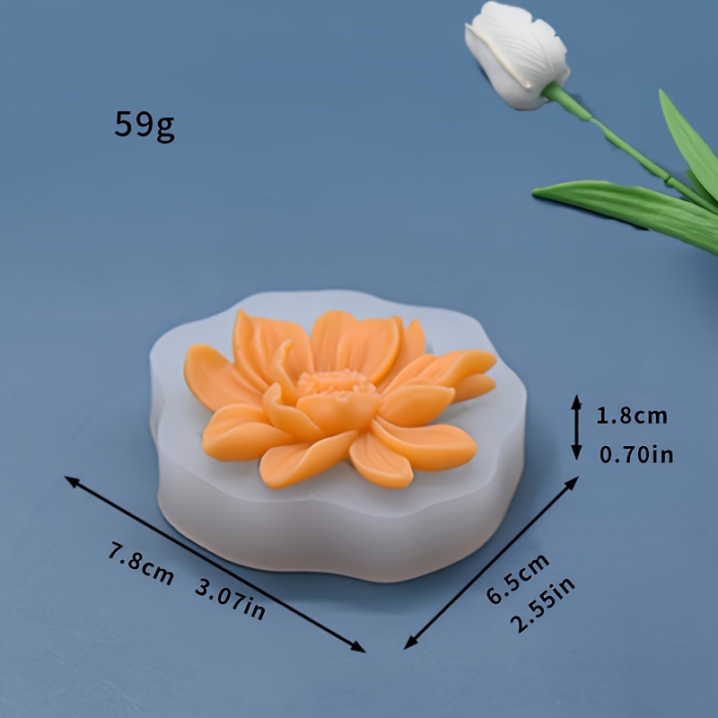 TEMU Silicone Lotus Flower Mold For Decorating, , And Aromatherapy - Fantasy Theme Oval Shape Mold With Detailed Design.