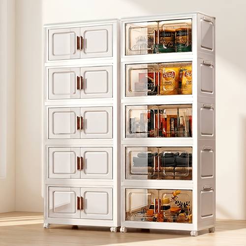 extra large foldable rolling storage cabinet with dual doors stackable multi purpose organizer for clothes shoes ideal for home saving closet organizers and storage storage bins for