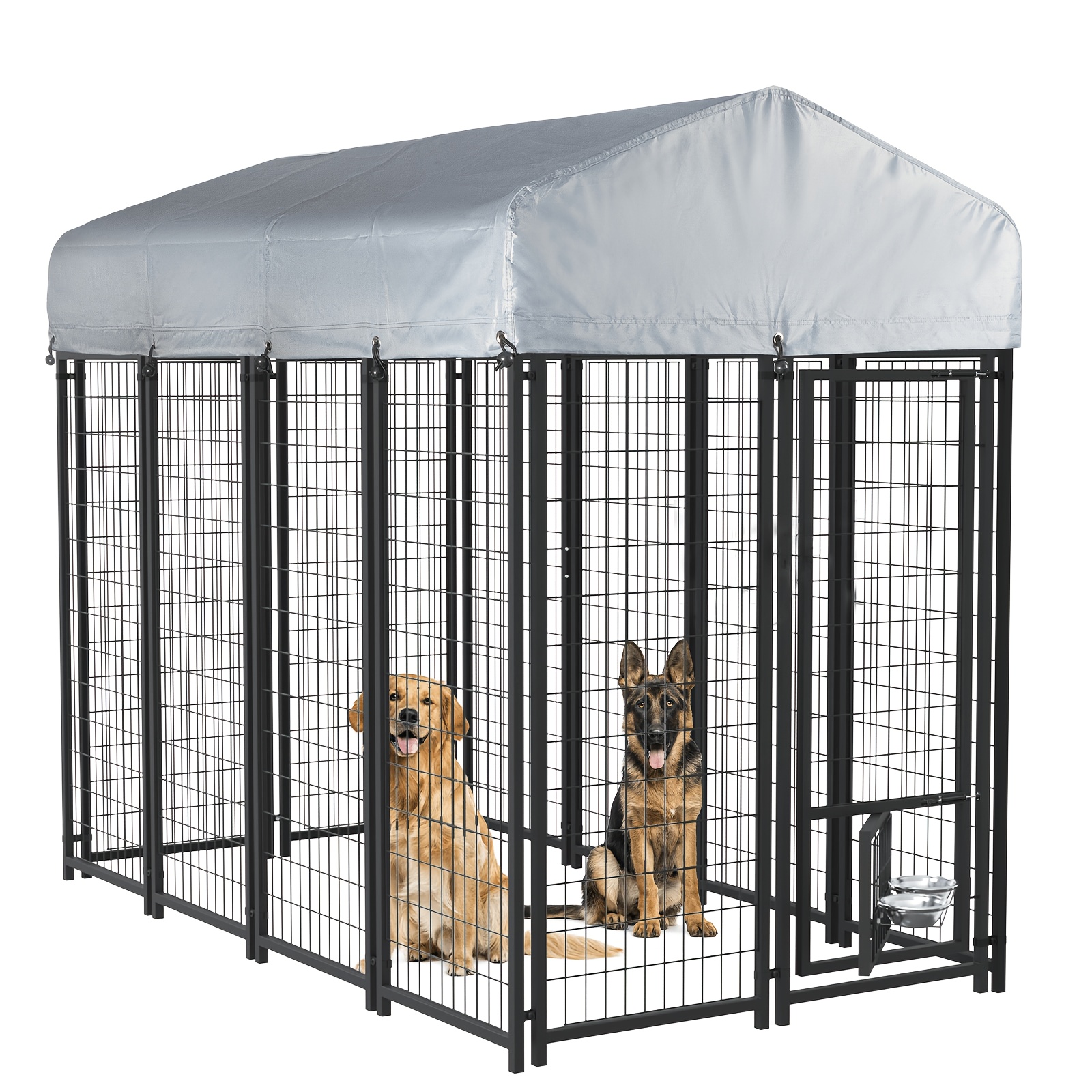 TEMU 8x4x6 Ft Outdoor Dog Kennel For Large Dogs, Heavy Duty Welded Wire Playpen Fence With , Pet Pen With Uv-resistant Waterproof Roof Cover For