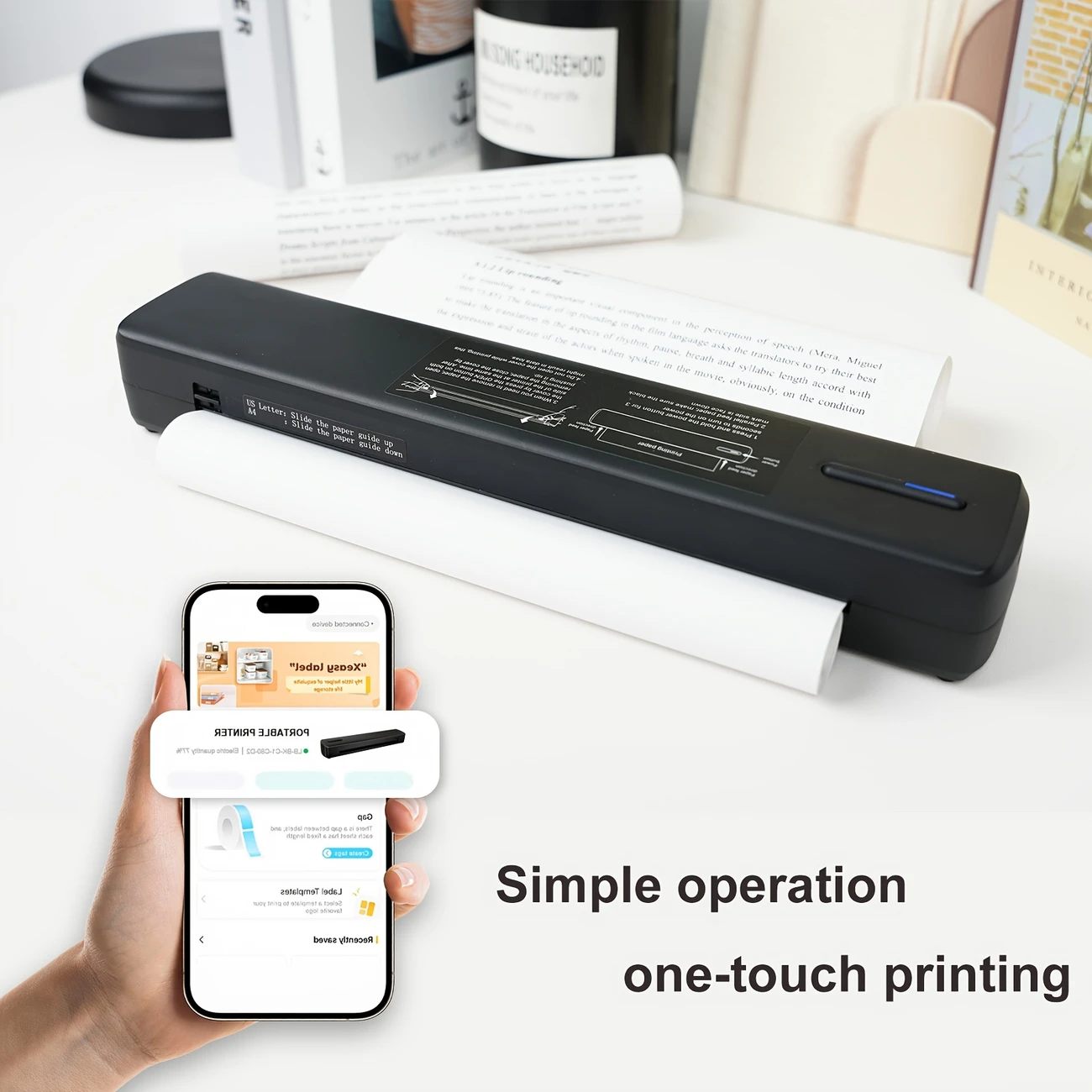 inkless portable thermal printer thermal portable printer support a4 paper size print music scores test papers and other content files inkless thermal printer compatible with ios and laptop for stickers printing app free to download and use easter basket stuffers mothers day gift details 4