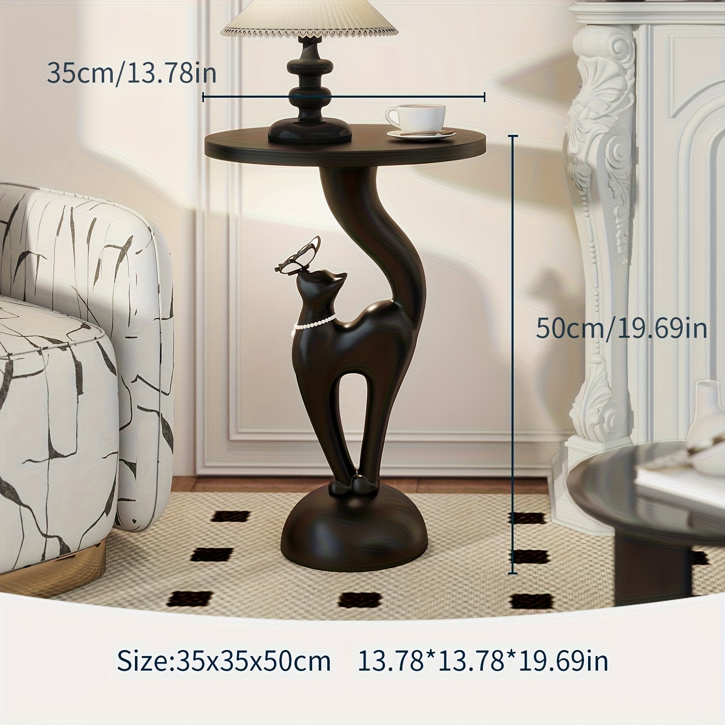 TEMU 1pc Large Modern Cat Table - Elegant Resin Floor- Table Suitable For Living Room, Nordic Minimalist Decor With Cat-themed, No , Perfect Gift For