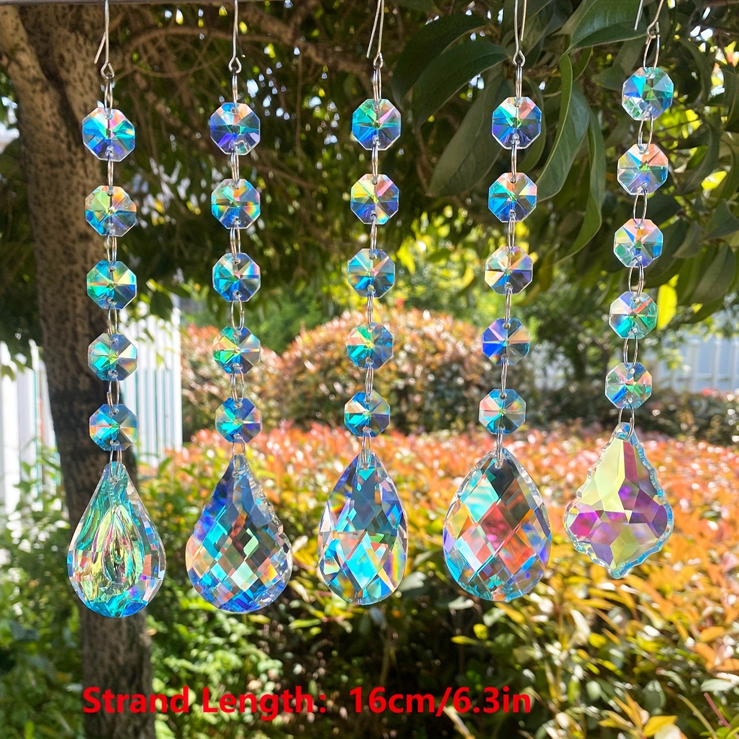 Image of 5 Glass Sun - Contemporary Garden Decor - Diy Wedding/holiday Window Decor - No Feather - 16cm/6.3in Strand Length - Crystal Suncatcher - No Power Required