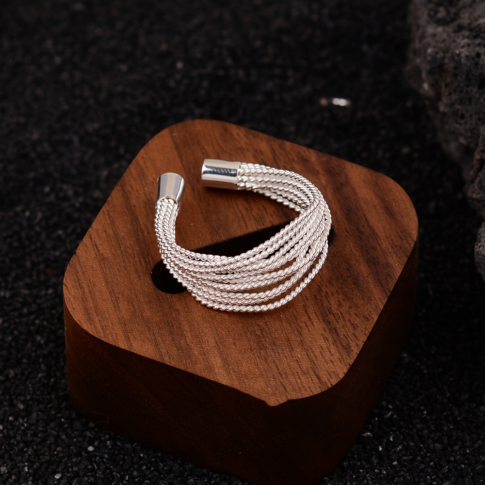 1pc Individual Easy Layered Multi-strand Thread Open-ended Index Ring Suitable For Daily , Party, Vacation, Music Festival, And Banquet Wear