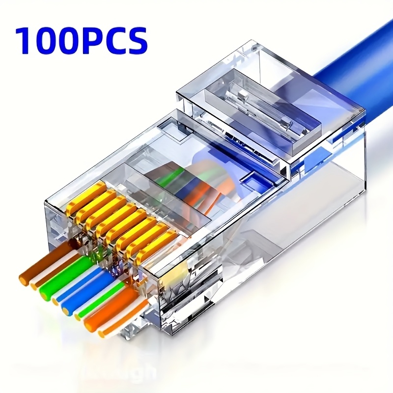 

-pack Rj45 Pass-through Ethernet Connectors - Cat6/ Unshielded 8p8c Gold-plated Network Cable Ends For Solid/ Utp Cables - Uncharged No Battery Rj45 Connector Adapter