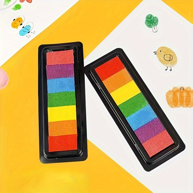 

Rainbow Gradient Ink Pad - 7-color Stamp For Kids' Finger Painting & Crafts