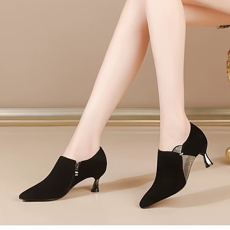 TEMU Women's High-heeled, Upper, Rhinestone Design On Side, Thin Stiletto Heel, Fashionable And Sexy Summer Shoes, Women Shoes Elegant Women Shoes