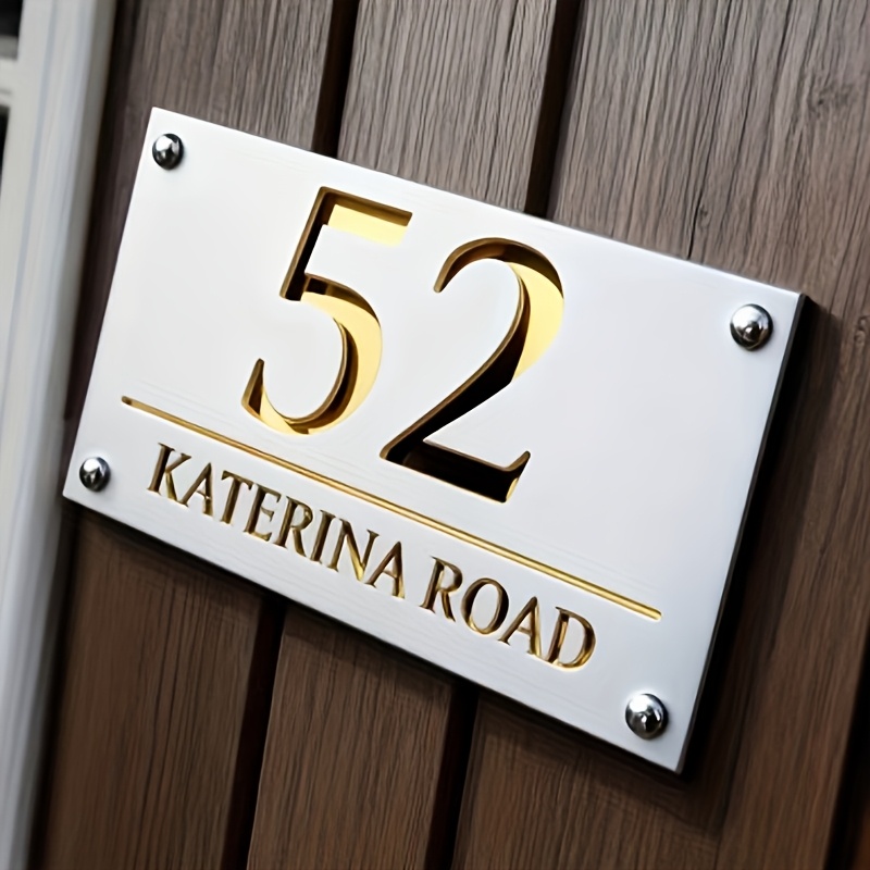 TEMU Custom Laser-cut Acrylic Address Sign - House Number & Street Name Plaque, Polished Outdoor/ House Number Plate With Custom Text & Curb-side