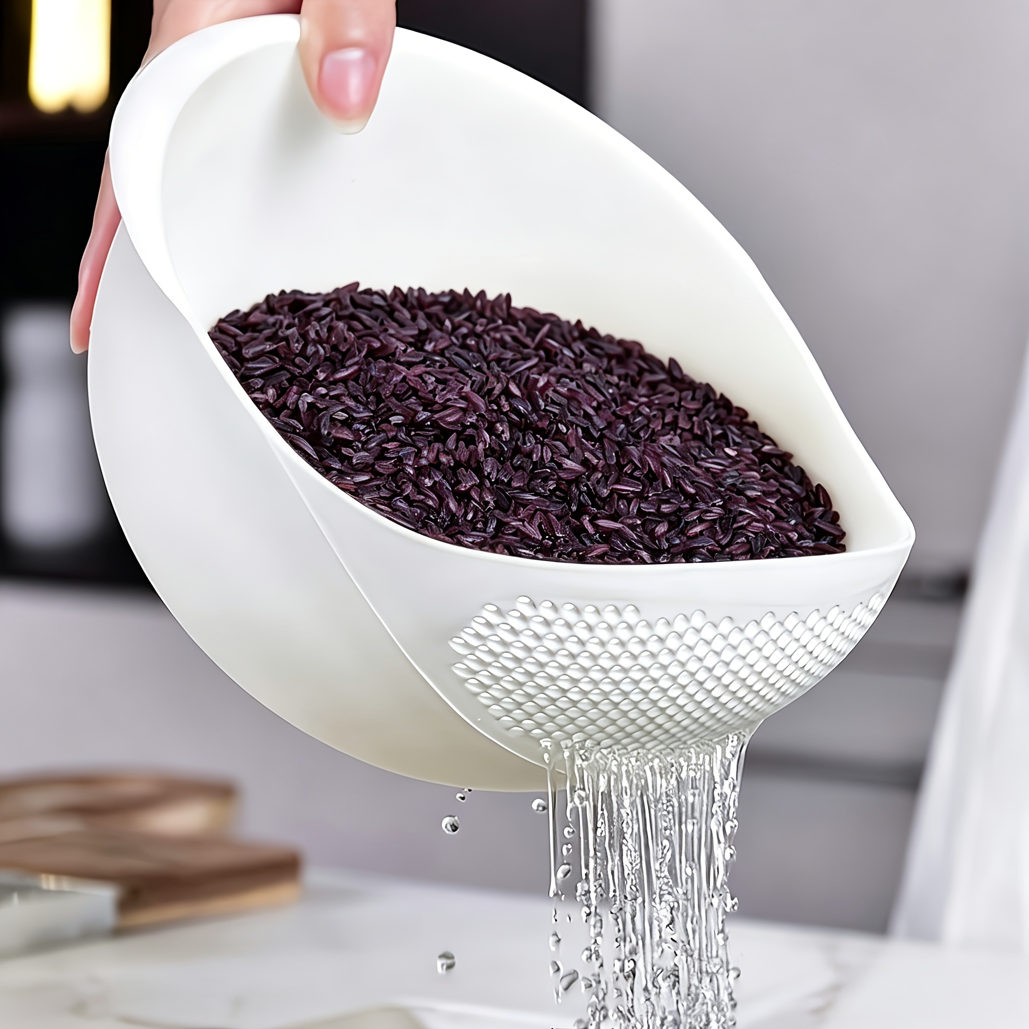 2pcs set 1pc multifunctional kitchen draining and washing basket and 1pc hook thickened food grade plastic material safe and   integrated fine draining mesh   water control and non clogging for rice washing grape washing 0
