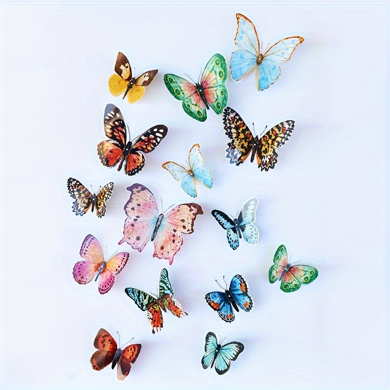 

36pcs 3d Watercolor Butterflies - Vibrant, Reusable Pvc Decor For Weddings & Valentine's Day Gifts