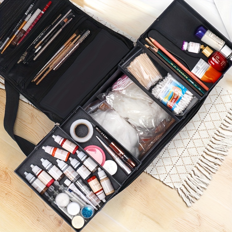 

Professional Large Makeup Carrying Case With 4 Adjustable Tiers For Travel, For Makeup Artists To Organize And Store Their Supplies.