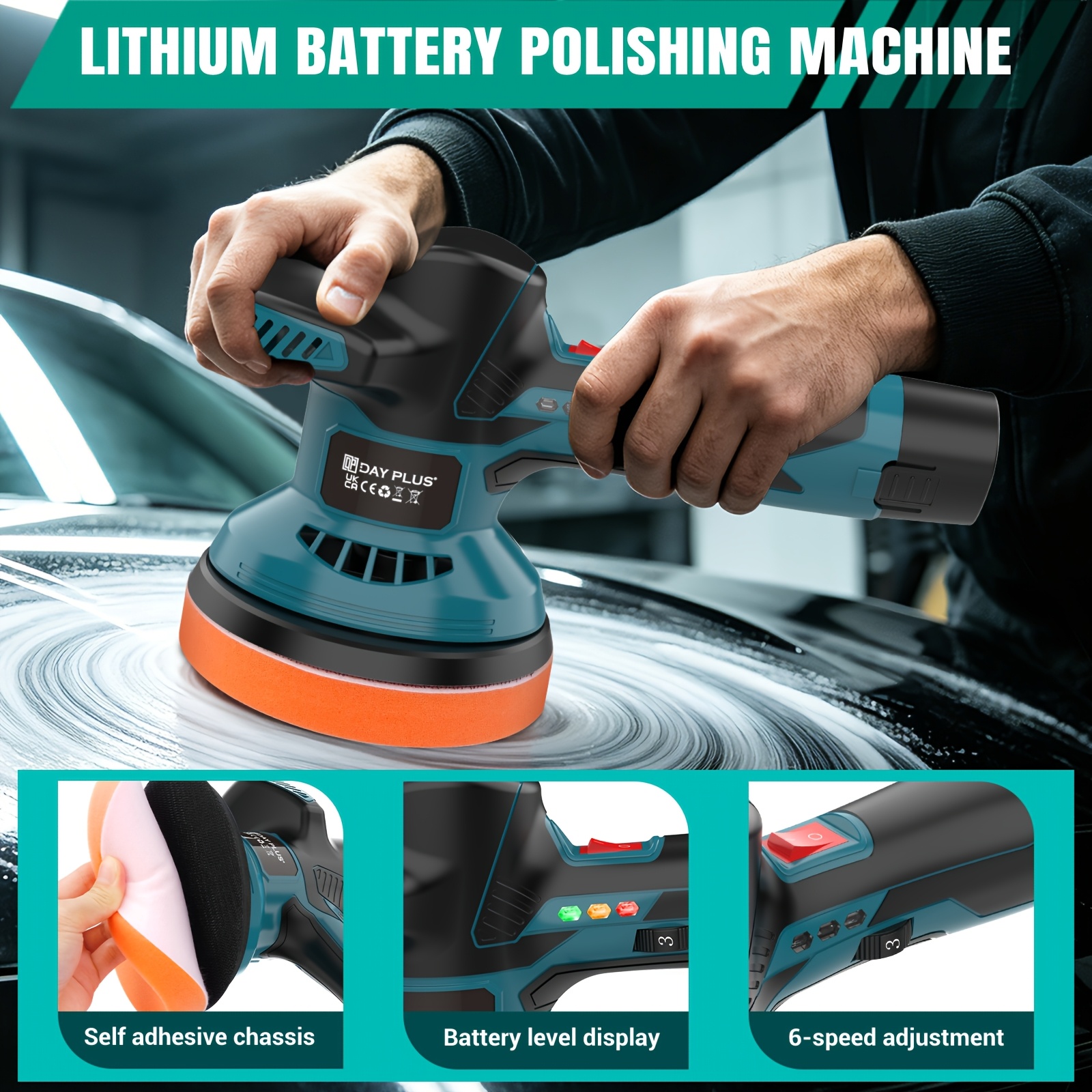 200W Brushless Cordless Buffer Polisher with 6 Variable Speeds