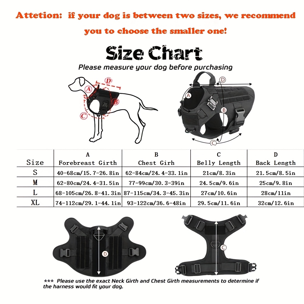 German Shepherd K9 Dog Harness Size Guide Military Large Dog