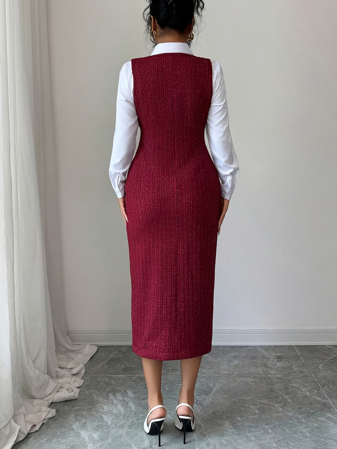 tweed burgundy dress Endless Rose main image 0